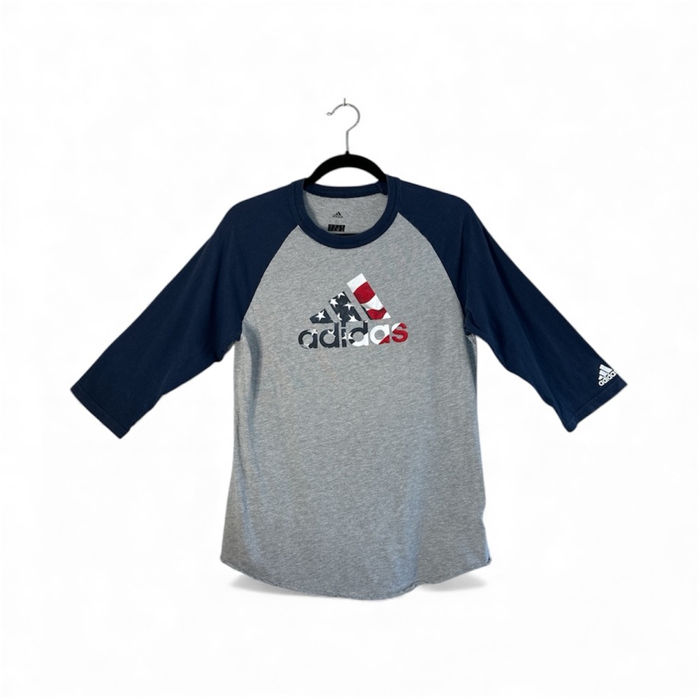 Adidas USA Flag Gray Blue Tee